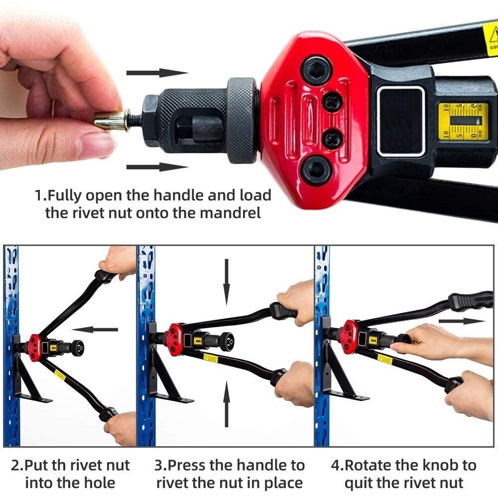 Kniediklis srieginėms kniedėms M3-M12 su 70vnt. kniedžių 1 Kniediklis srieginėms kniedėms M3-M12 su 70vnt. kniedžių 1
