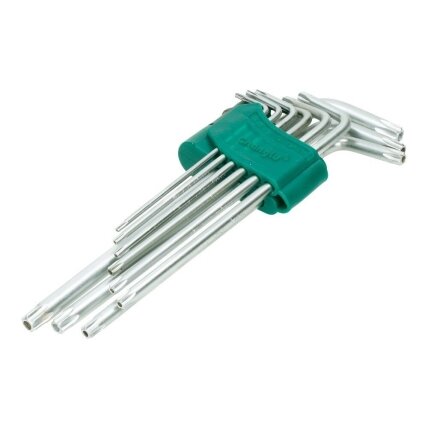 L-tipo šešiakampių TORX prailgintų raktų rinkinys 9vnt. (T10-T50) su kiauryme 1 L-tipo šešiakampių TORX prailgintų raktų rinkinys 9vnt. (T10-T50) su kiauryme 1