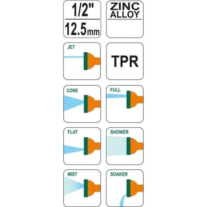 Laistymo purkštuvas 1/2" (7 padėčių) 1 Laistymo purkštuvas 1/2" (7 padėčių) 1