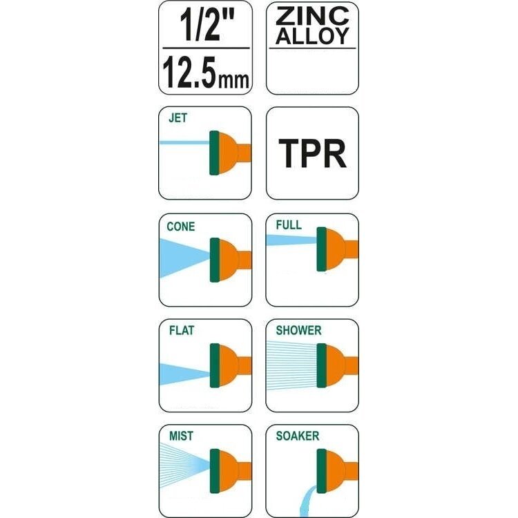 Laistymo purkštuvas 1/2" (7 padėčių) 1 Laistymo purkštuvas 1/2" (7 padėčių) 1