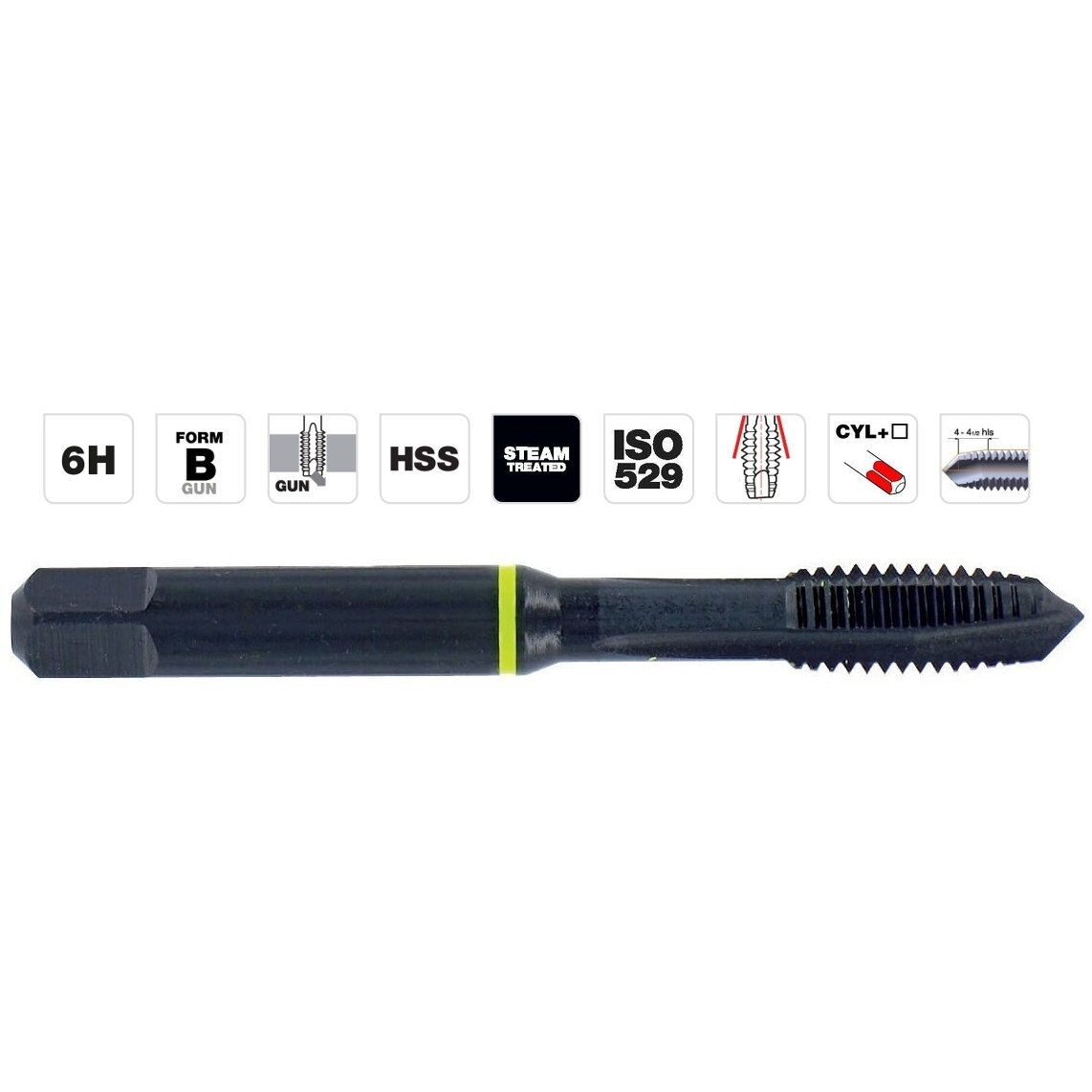 Mašininis oksiduotas sriegiklis kiauroms skylėms "Multi material", M5x0.8 ISO HSS, TIVOLY Mašininis oksiduotas sriegiklis kiauroms skylėms "Multi material", M5x0.8 ISO HSS, TIVOLY