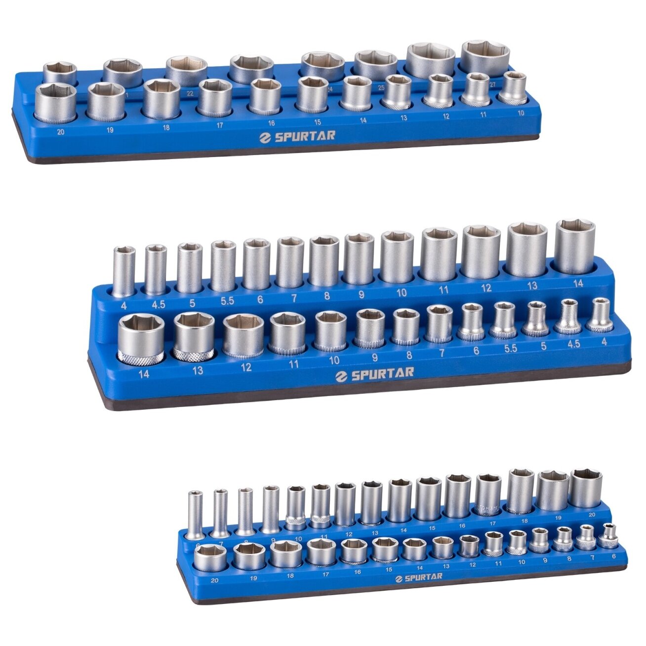 Magnetinių laikiklių galvutėms rinkinys 3vnt (1/2"+3/8"+1/4") Metrinė sistema Magnetinių laikiklių galvutėms rinkinys 3vnt (1/2"+3/8"+1/4") Metrinė sistema