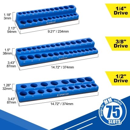 Magnetinių laikiklių galvutėms rinkinys 3vnt (1/2"+3/8"+1/4") Metrinė sistema 3 Magnetinių laikiklių galvutėms rinkinys 3vnt (1/2"+3/8"+1/4") Metrinė sistema 3