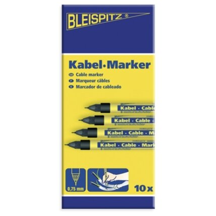 Markeris Bleispitz kabeliams, juodas 0,75mm 3 Markeris Bleispitz kabeliams, juodas 0,75mm 3