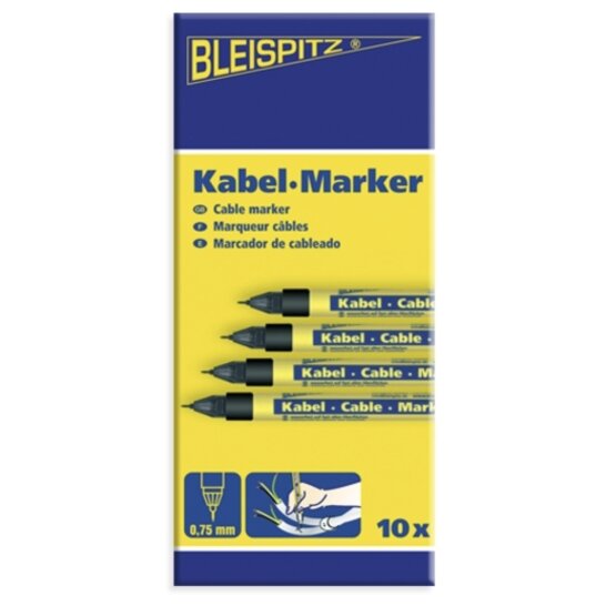 Markeris Bleispitz kabeliams, juodas 0,75mm 3 Markeris Bleispitz kabeliams, juodas 0,75mm 3