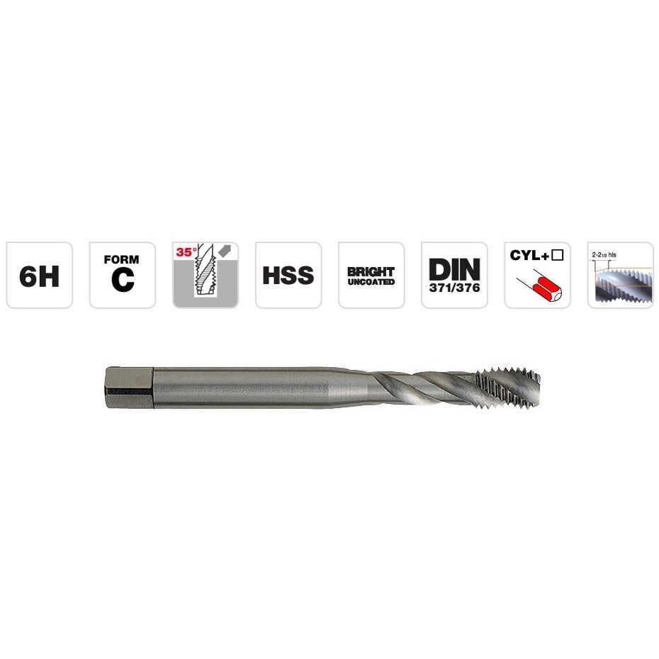 Mašininis sriegiklis HSS DIN, M6, spiralė 35°. T Line Mašininis sriegiklis HSS DIN, M6, spiralė 35°. T Line