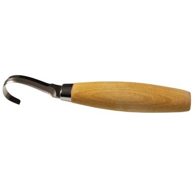 Medžio drožinėjimo peilis Morakniv 164, 13mm nerūdijančio plieno geležtė, odinis dėklas, kairiarankiams