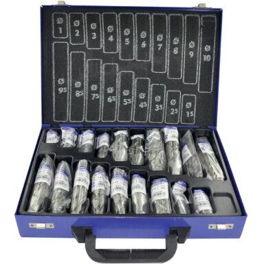 Metalo grąžtų rinkinys 1-10 mm, HSS, 118°, "Split point", šlifuoti, 170vnt./kpl., T-Line Metalo grąžtų rinkinys 1-10 mm, HSS, 118°, "Split point", šlifuoti, 170vnt./kpl., T-Line