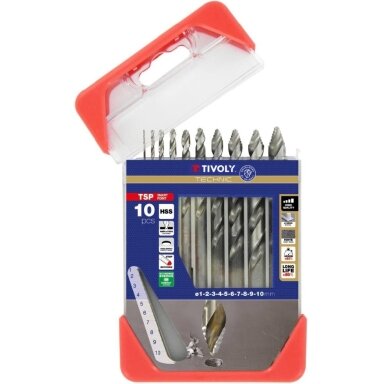 Metalo grąžtų rinkinys 1-10mm, "Smart Point" pakopinis antgalis, 10vnt