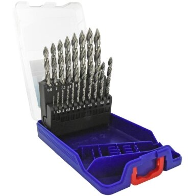 Metalo grąžtų rinkinys 1-10mm, "Smart Point" pakopinis antgalis, 19vnt Metalo grąžtų rinkinys 1-10mm, "Smart Point" pakopinis antgalis, 19vnt