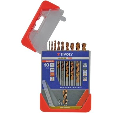 Metalo grąžtų rinkinys FURIUS HSS Clipster PRO 10vnt Ø1-10mm