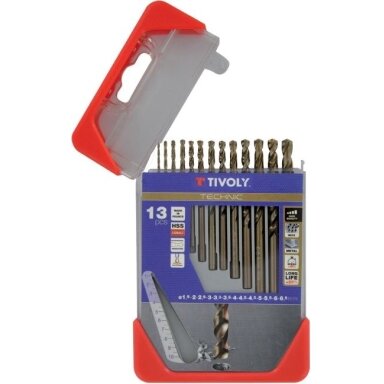 Metalo grąžtų rinkinys HSS-Co  pilnai šlifuoti Clipster PRO 13vnt Ø1.5-6.5mm 5% kobalto