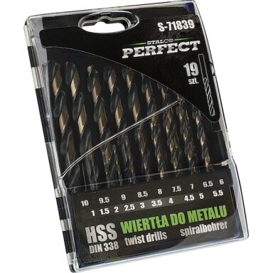 Metalo grąžtų rinkinys STALCO PERFECT 1-10mm 19vnt.