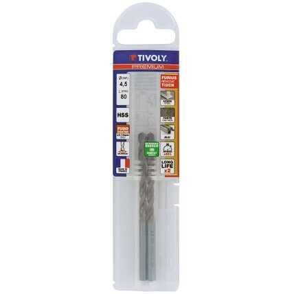 Metalo grąžtas FURIUS 4.5mm, Ti2CN FUSIO, HSS kampas "Split point" 135°, 2vnt. blisteryje. Metalo grąžtas FURIUS 4.5mm, Ti2CN FUSIO, HSS kampas "Split point" 135°, 2vnt. blisteryje.