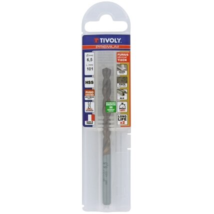 Metalo grąžtas FURIUS 6.5mm, Ti2CN FUSIO, HSS kampas "Split point" 135°, blisteryje. Metalo grąžtas FURIUS 6.5mm, Ti2CN FUSIO, HSS kampas "Split point" 135°, blisteryje.
