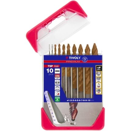 Metalo grąžtų rinkinys 1-10mm, "Smart Point" pakopinis antgalis, Ti2CN FUSIO, 10vnt Metalo grąžtų rinkinys 1-10mm, "Smart Point" pakopinis antgalis, Ti2CN FUSIO, 10vnt