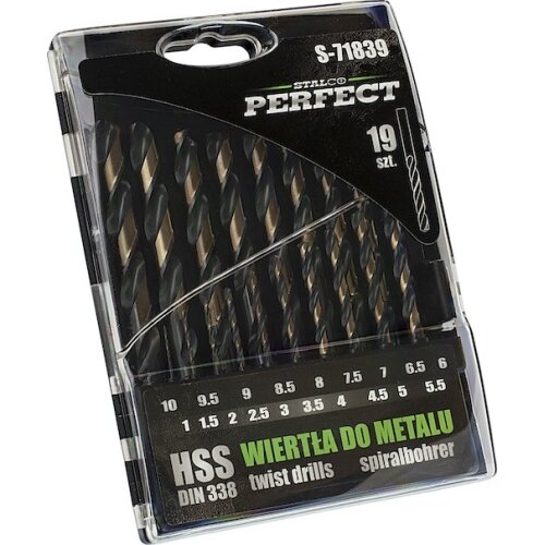 Metalo grąžtų rinkinys STALCO PERFECT 1-10mm 19vnt.