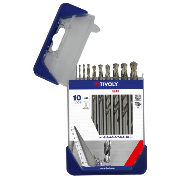 Metalo grąžtų rinkinys HSS pilnai šlifuoti Tivoly Clipster PRO 10vnt Ø1-10mm Metalo grąžtų rinkinys HSS pilnai šlifuoti Tivoly Clipster PRO 10vnt Ø1-10mm