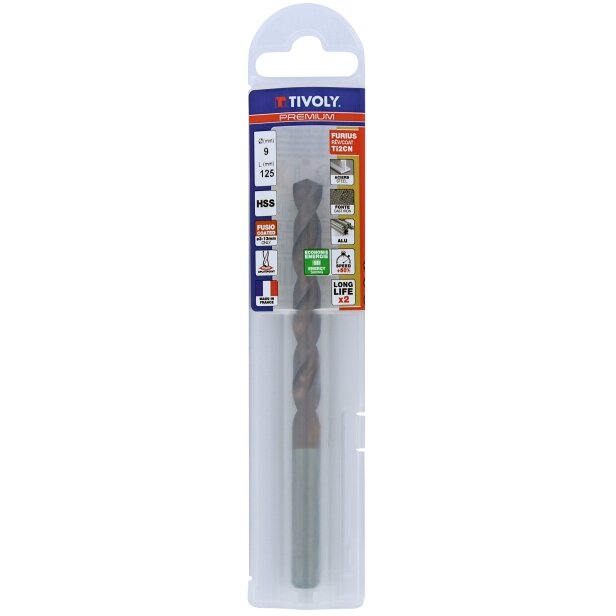 Metalo grąžtas FURIUS 9.0mm, Ti2CN FUSIO, HSS kampas "Split point" 135°, blisteryje. Metalo grąžtas FURIUS 9.0mm, Ti2CN FUSIO, HSS kampas "Split point" 135°, blisteryje.