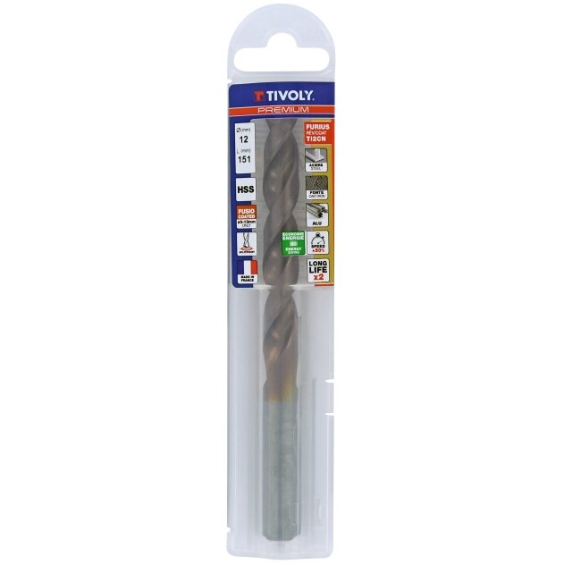 Metalo grąžtas FURIUS 12.0mm, Ti2CN FUSIO, HSS kampas "Split point" 135°, blisteryje. Metalo grąžtas FURIUS 12.0mm, Ti2CN FUSIO, HSS kampas "Split point" 135°, blisteryje.