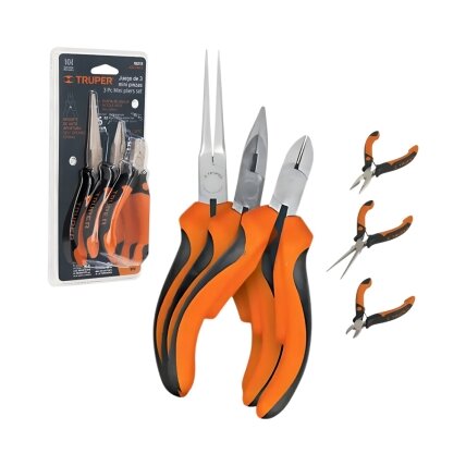 Mini replyčių rinkinys: kombinuotosios prailgintos, ilgosios ir šoninio kirpimo Truper® Mini replyčių rinkinys: kombinuotosios prailgintos, ilgosios ir šoninio kirpimo Truper®