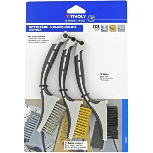Mini rankinių šepečių rinkinys (plieninis, žalvariu dengtas plieniniai, nailoninis) Tivoly Mini rankinių šepečių rinkinys (plieninis, žalvariu dengtas plieniniai, nailoninis) Tivoly