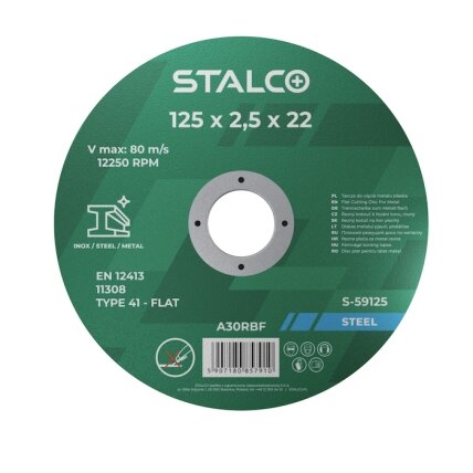 Nerūd.plieno pjovimo diskas STALCO 125x1,5mm Nerūd.plieno pjovimo diskas STALCO 125x1,5mm