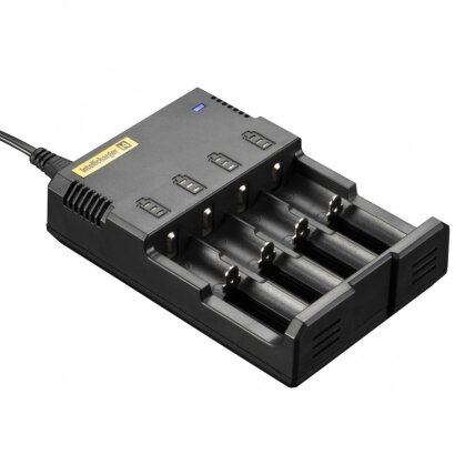 Nitecore i4 universalus išmanusis akumuliatorių įkroviklis – keturios nepriklausomos įkrovimo vietos, greita 1500 mA išvestis, suderinamas su Li-ion, NiMH, Ni-Cd ir LiFePO4 akumuliatoriais Nitecore i4 universalus išmanusis akumuliatorių įkroviklis – keturios nepriklausomos įkrovimo vietos, greita 1500 mA išvestis, suderinamas su Li-ion, NiMH, Ni-Cd ir LiFePO4 akumuliatoriais