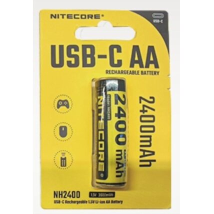 Nitecore NH2400 2400mAh USB-C įkraunama AA baterija, 1 vnt. Nitecore NH2400 2400mAh USB-C įkraunama AA baterija, 1 vnt.