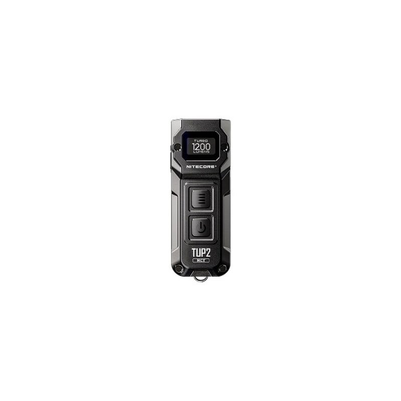 Nitecore TUP2 raktų pakabukas žibintuvėlis – 1 200 liumenų, įkraunamas per USB-C, OLED ekranas, aliuminio lydinys, atsparus purslams (IP54)