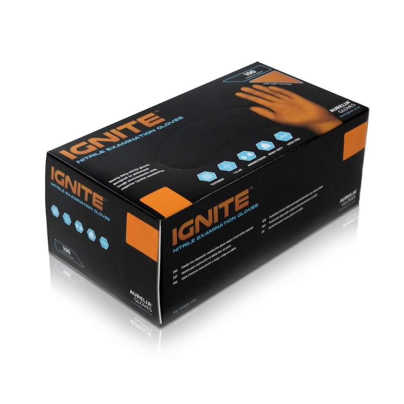 Nitrilinės pirštinės IGNITE, M dydis 1 Nitrilinės pirštinės IGNITE, M dydis 1