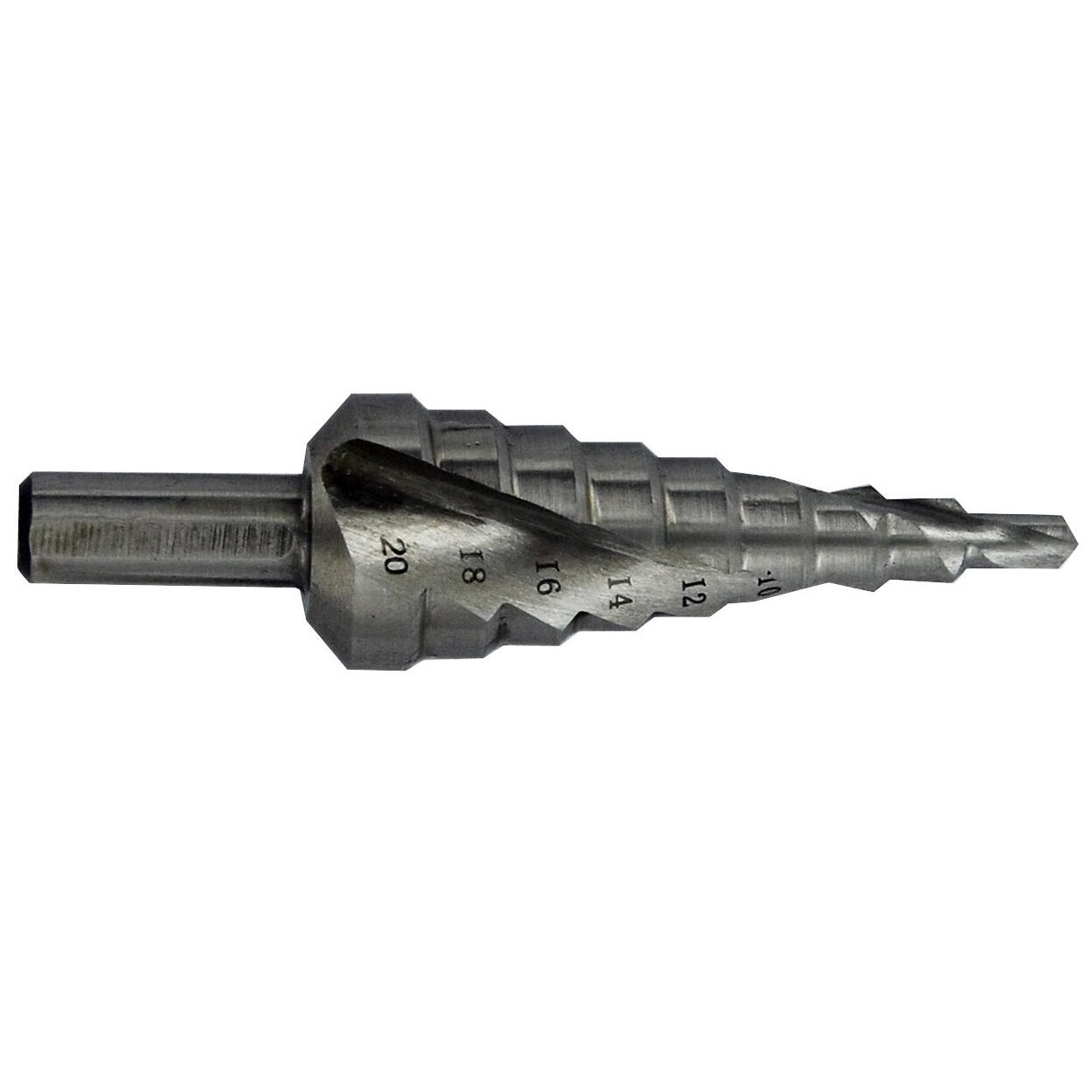 Pakopinis grąžtas Ø4-20 mm. spiralinis, nedengtas. žingsnis 2mm Pakopinis grąžtas Ø4-20 mm. spiralinis, nedengtas. žingsnis 2mm