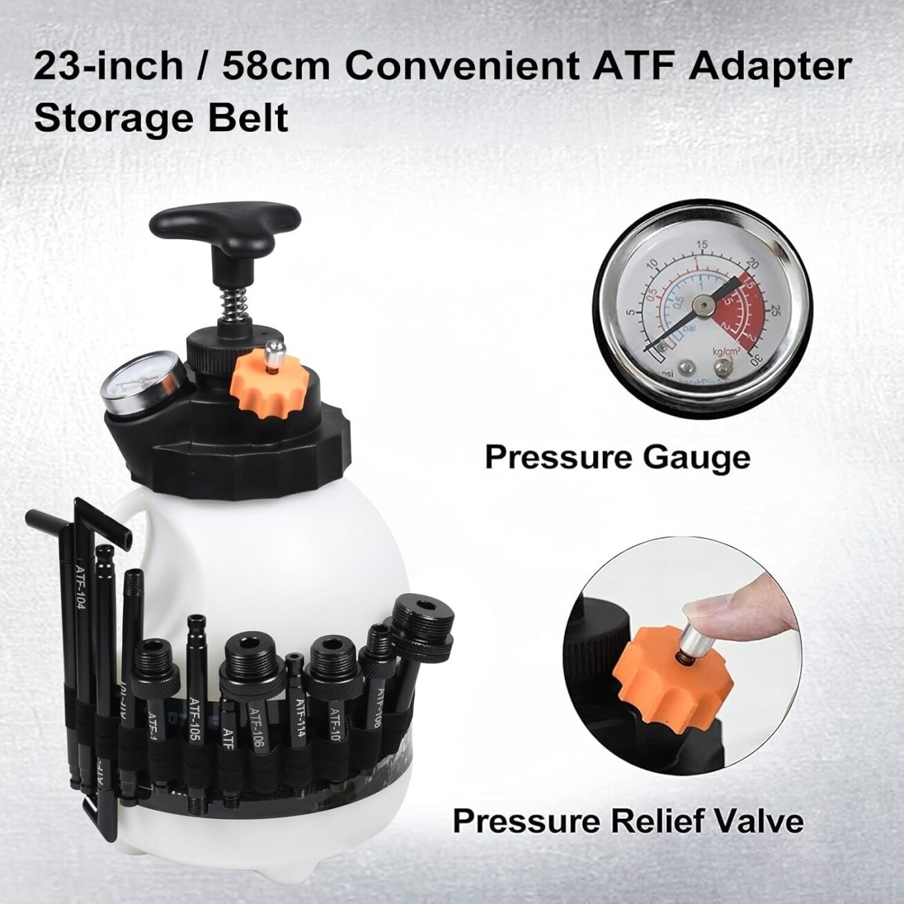 Pavarų dėžės tepalo užpildymo įrenginys 3l su ATF adapterių rinkiniu 3