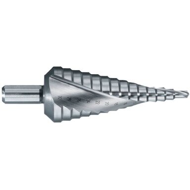 Pakopinis grąžtas Ø6-37 mm. spiralinis, nedengtas.12 pakopų Pakopinis grąžtas Ø6-37 mm. spiralinis, nedengtas.12 pakopų