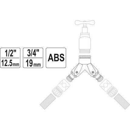 Paskirstytojas dvišakis laistymo žarnai 1/2"-3/4" 1 Paskirstytojas dvišakis laistymo žarnai 1/2"-3/4" 1