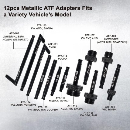 Pavarų dėžės tepalo užpildymo įrenginys 3l su ATF adapterių rinkiniu 2