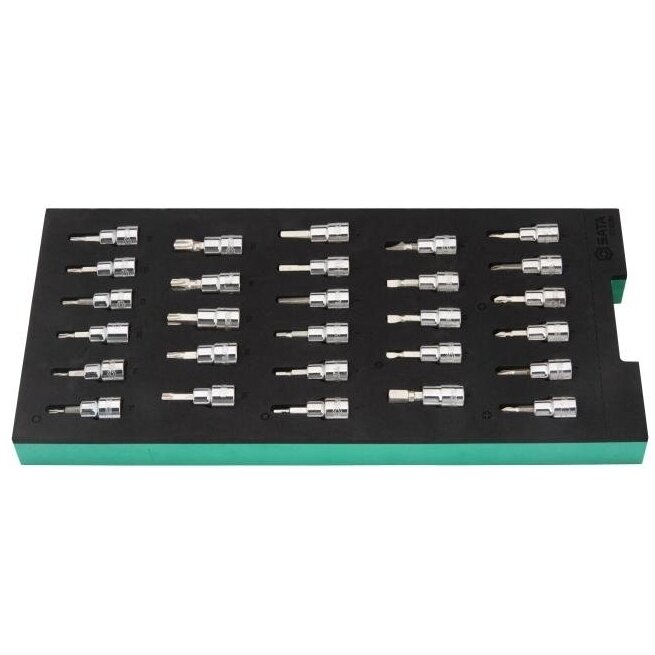 Padėklas. Galvučių su antgaliais rinkinys 3/8" (pl./PH/PZ/HEX/torx) 28vnt. Padėklas. Galvučių su antgaliais rinkinys 3/8" (pl./PH/PZ/HEX/torx) 28vnt.