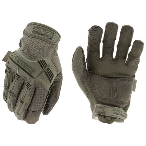 Pirštinės MECHANIX M-PACT Olive Drab XXL dydis. Velcro, TrekDry®, dirbtinė oda, delno, krumplių, Armortex®, pirštų apsauga, D30® apsauga nuo vibracijos