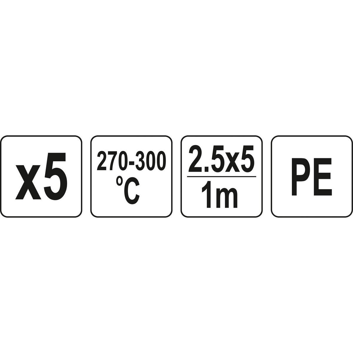 Plastiko suvirinimo juostų rinkinys (5vnt) (PE polietilenas) 2.5x5mm 5х1m 2 Plastiko suvirinimo juostų rinkinys (5vnt) (PE polietilenas) 2.5x5mm 5х1m 2