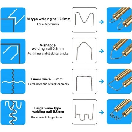 Plastiko suvirinimo aparatas 43W su kabėmis (200vnt) rinkinys 2 Plastiko suvirinimo aparatas 43W su kabėmis (200vnt) rinkinys 2