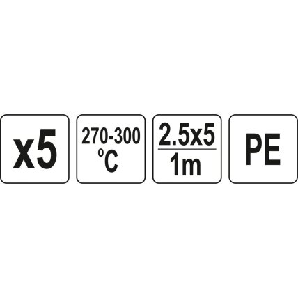 Plastiko suvirinimo juostų rinkinys (5vnt) (PE polietilenas) 2.5x5mm 5х1m 2 Plastiko suvirinimo juostų rinkinys (5vnt) (PE polietilenas) 2.5x5mm 5х1m 2