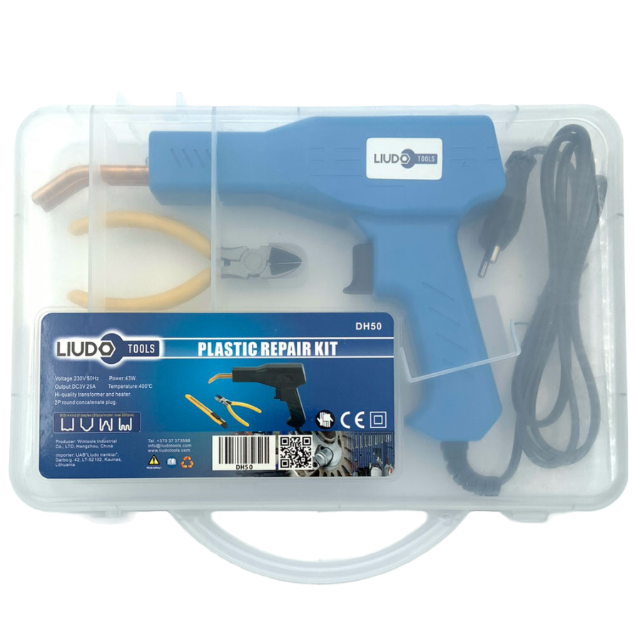 Plastiko suvirinimo aparatas 43W su kabėmis (200vnt) rinkinys 1 Plastiko suvirinimo aparatas 43W su kabėmis (200vnt) rinkinys 1