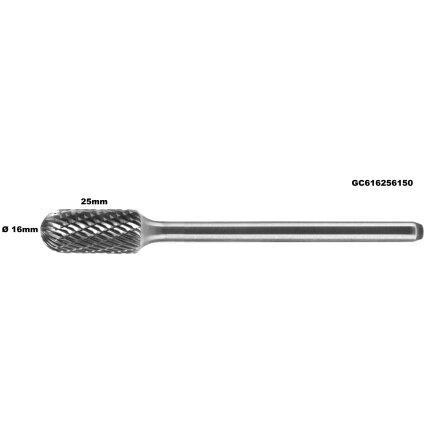 Prailginta freza kietmetalio C cilindro formos užapvalinta Ø 16 x 25mm Prailginta freza kietmetalio C cilindro formos užapvalinta Ø 16 x 25mm