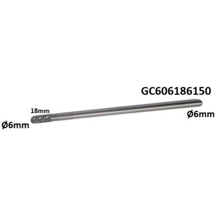 Prailginta freza kietmetalio C cilindro formos užapvalinta Ø6 x 18mm Prailginta freza kietmetalio C cilindro formos užapvalinta Ø6 x 18mm