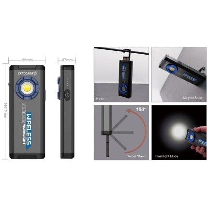 Prožektorius darbui COB LED (su belaidžio įkrovimo stotele) 5 Prožektorius darbui COB LED (su belaidžio įkrovimo stotele) 5
