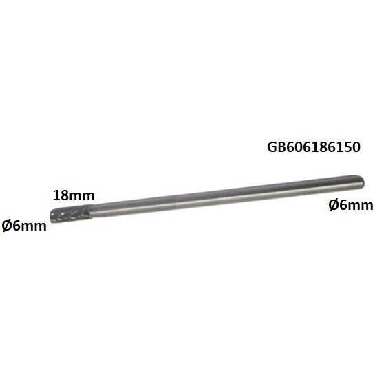 Prailginta freza kietmetalio B cilindro formos Ø6 x 18mm Prailginta freza kietmetalio B cilindro formos Ø6 x 18mm
