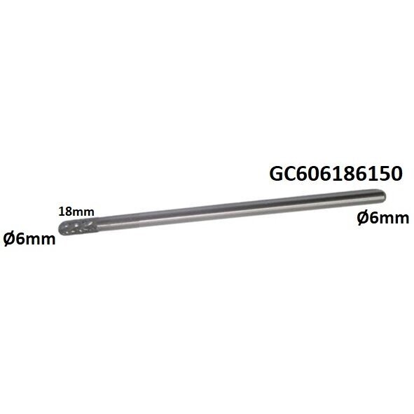 Prailginta freza kietmetalio C cilindro formos užapvalinta Ø6 x 18mm