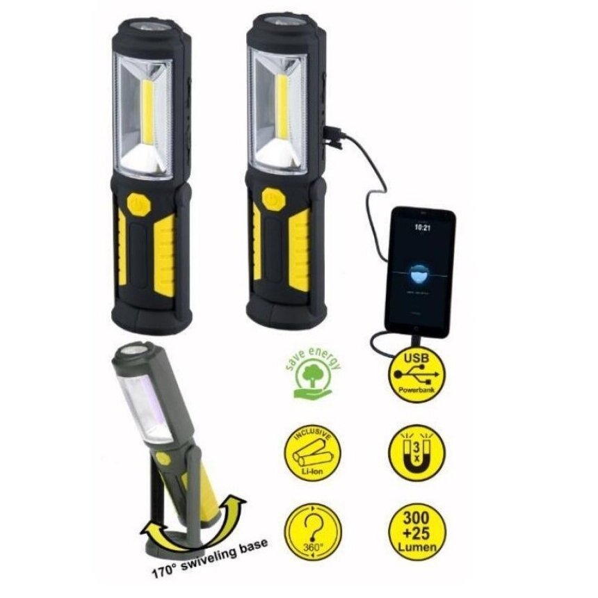 Prožektorius darbui COB (3W) + LED5 (įkraunamas) 3 Prožektorius darbui COB (3W) + LED5 (įkraunamas) 3