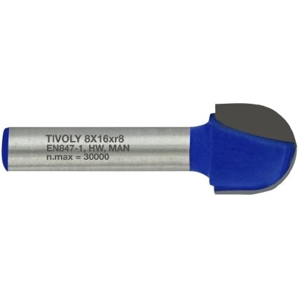 Radius groove cutter 16x8 mm, 8mm shank Radius groove cutter 16x8 mm, 8mm shank