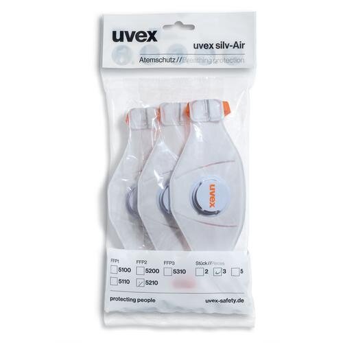 Respiratorius Uvex silv-Air Premium 5210 FFP2, sulankstomas, su vožtuvu,3 vnt, mažmeninė pakuotė